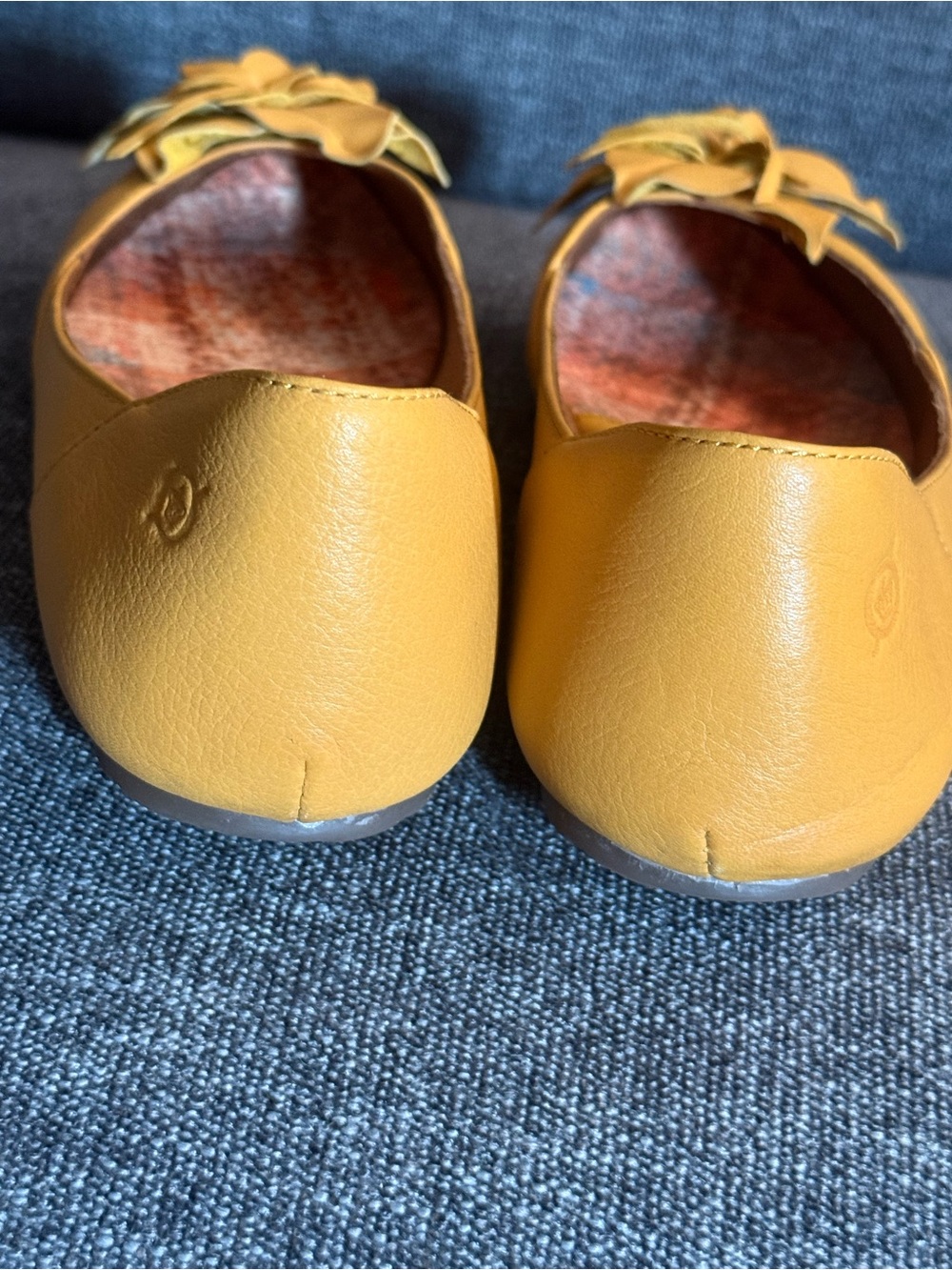 Born Women’s Mustard Yellow Floral Bow Ballet Flats - Picture 4 of 6